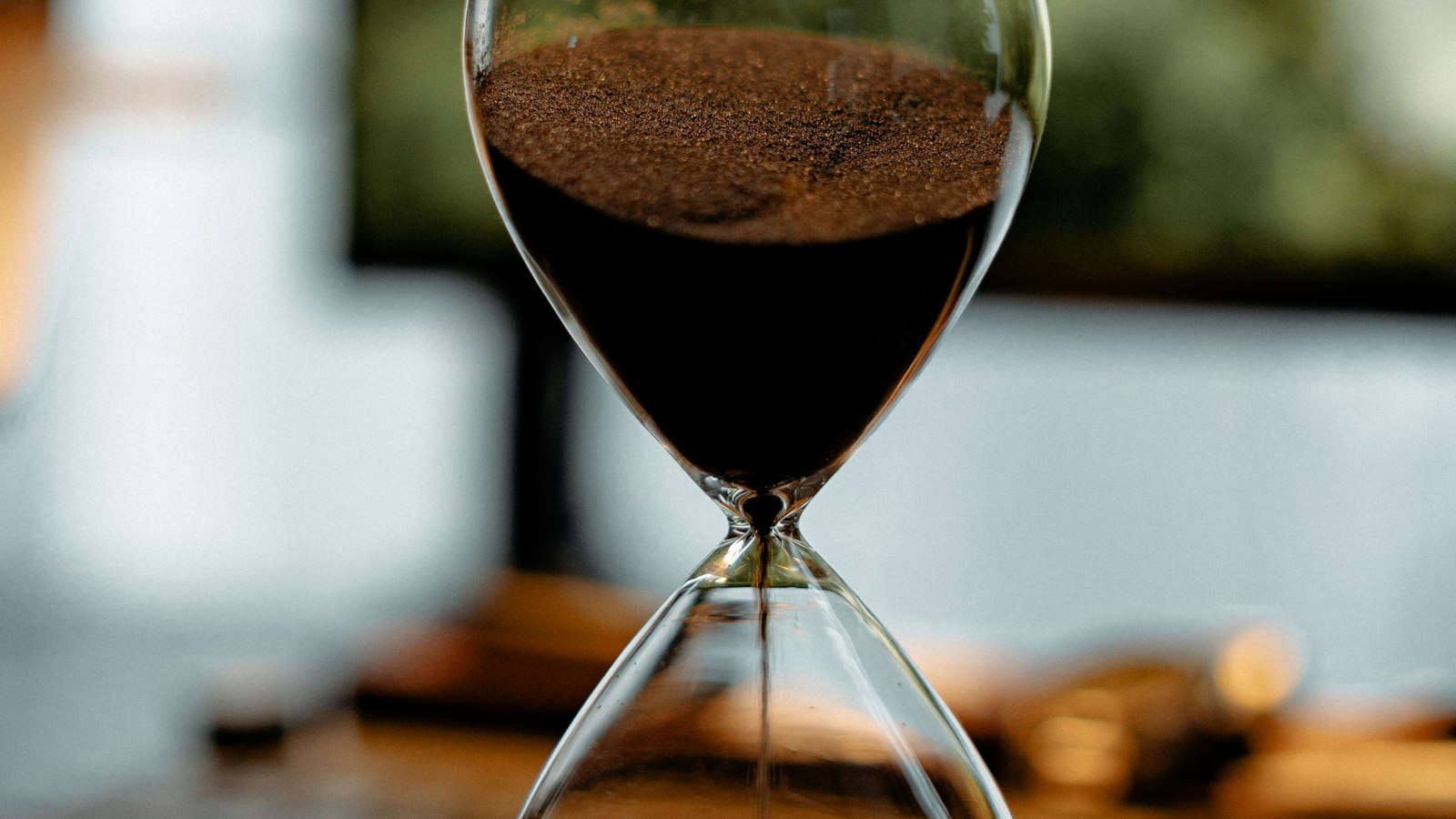 Hourglass on a desk